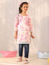 Girl's' Pink Printed Kurta